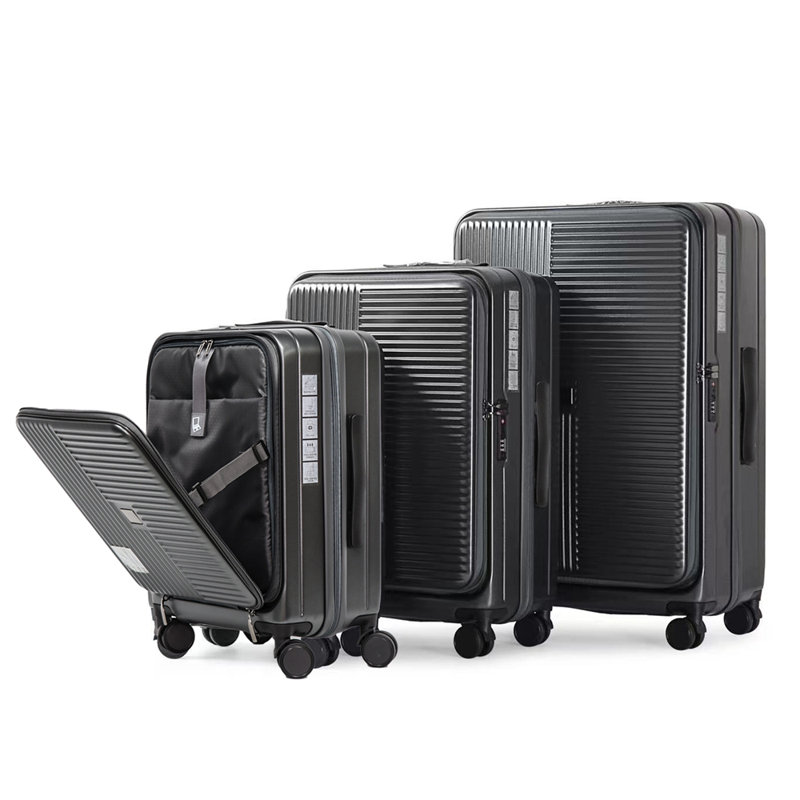 Luggage,with front opening,TSA approved lock,hardshell suitcase, Cement Grey