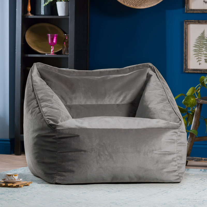 icon Milano Velvet Armchair Bean Bag, Charcoal Grey