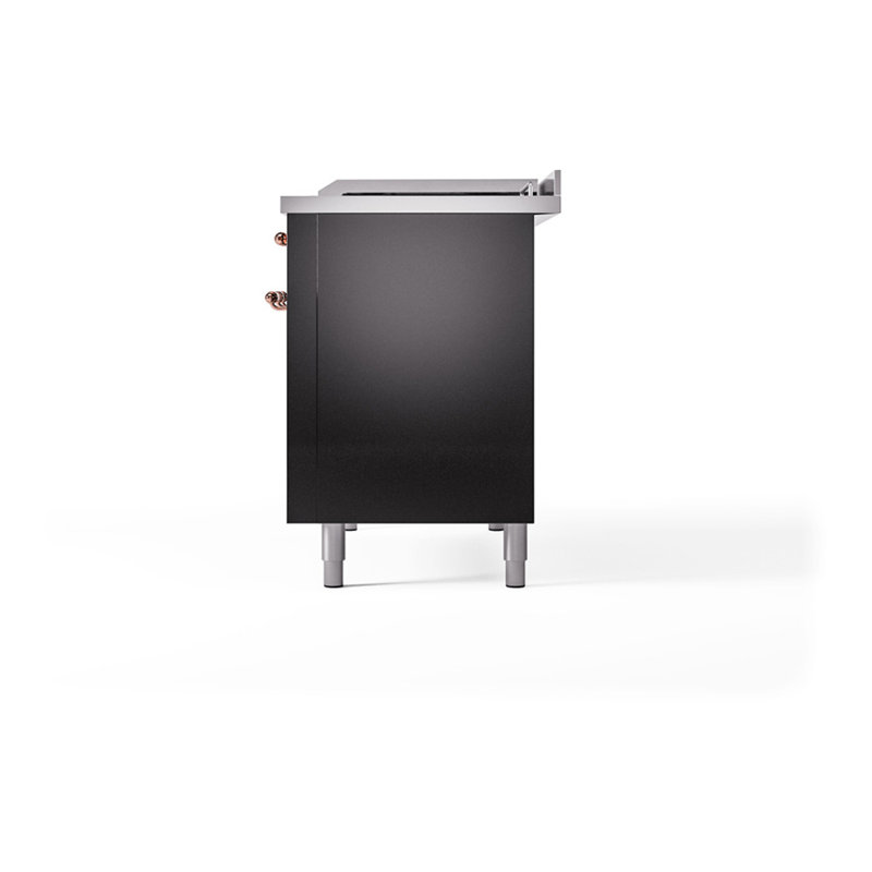 Cuisinière à double combustible ILVE Nostalgie II Series 48 po avec 5 brûleurs scellés, plaque de cuisson et table française (gaz naturel, porte pleine)