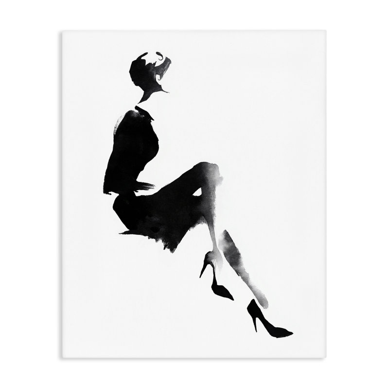 Chic silhouette noire sur toile, design par Svetlana Aleynikova, H 20 po x l 16 po
