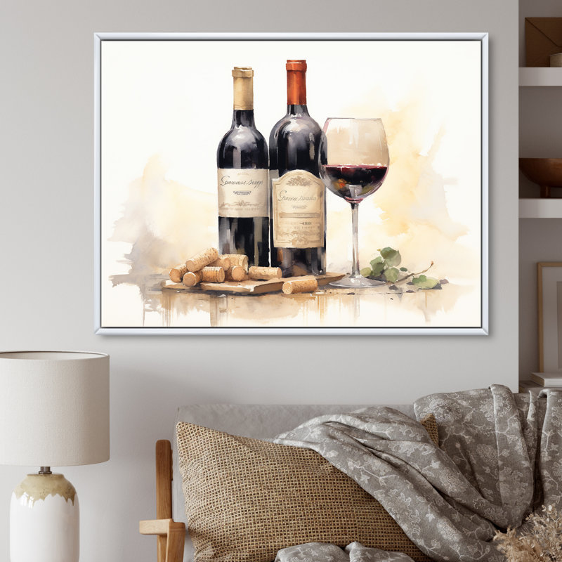 Nebbiolo Nuance I - Wine Wall Art Living Room, Cadre flottant blanc, H 34 po x l 44 po