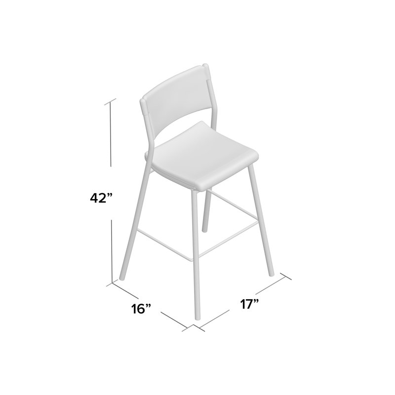NPS Café Time Stool, Charcoal Slate Top & Silver Frame