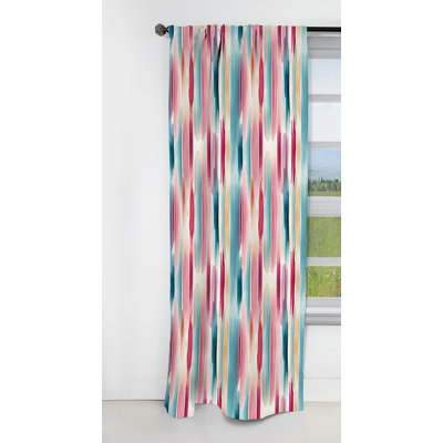 Blue And Pink Artist Strokes Line Pattern Bliss II - Stripped Blackout Curtain - 1 Panels