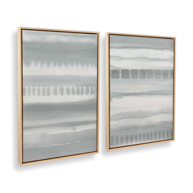 Ensemble de 2 impressions sur toile Soft Gradient Stripes, H 31 po x l 42 po x P 1,75 po, Cadre américain en érable flottant