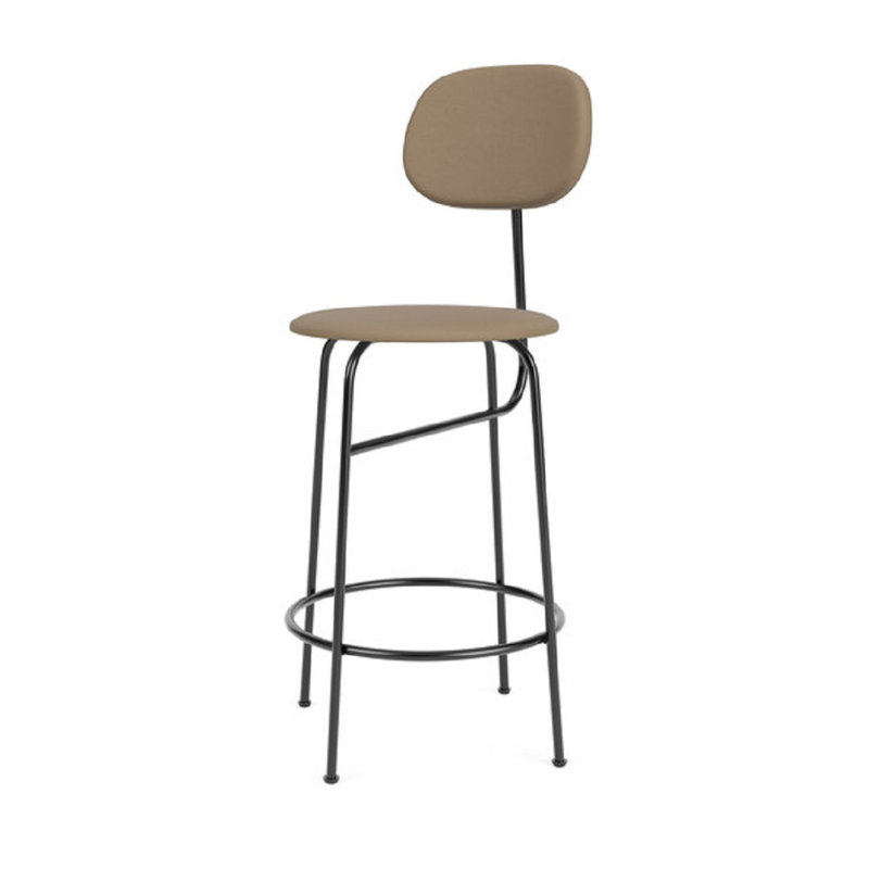 Afteroom Upholstered Stool with Metal Frame, Counter Stool (25" Seat Height), Brown Leather