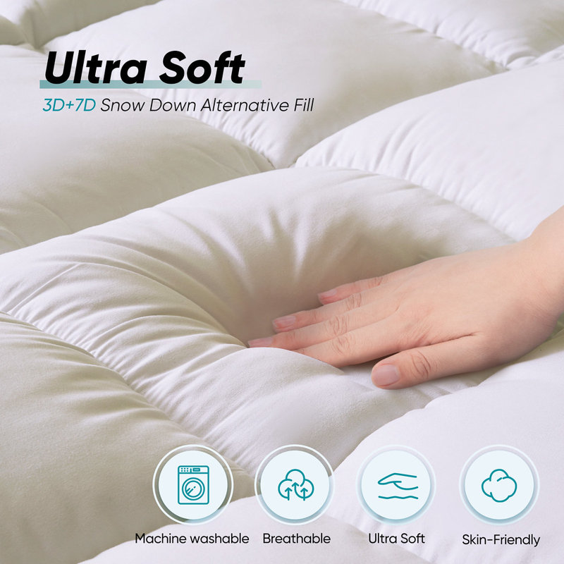 4" Memory Foam Mattress Topper with 8-21 Inch Deep Pocket, Queen
