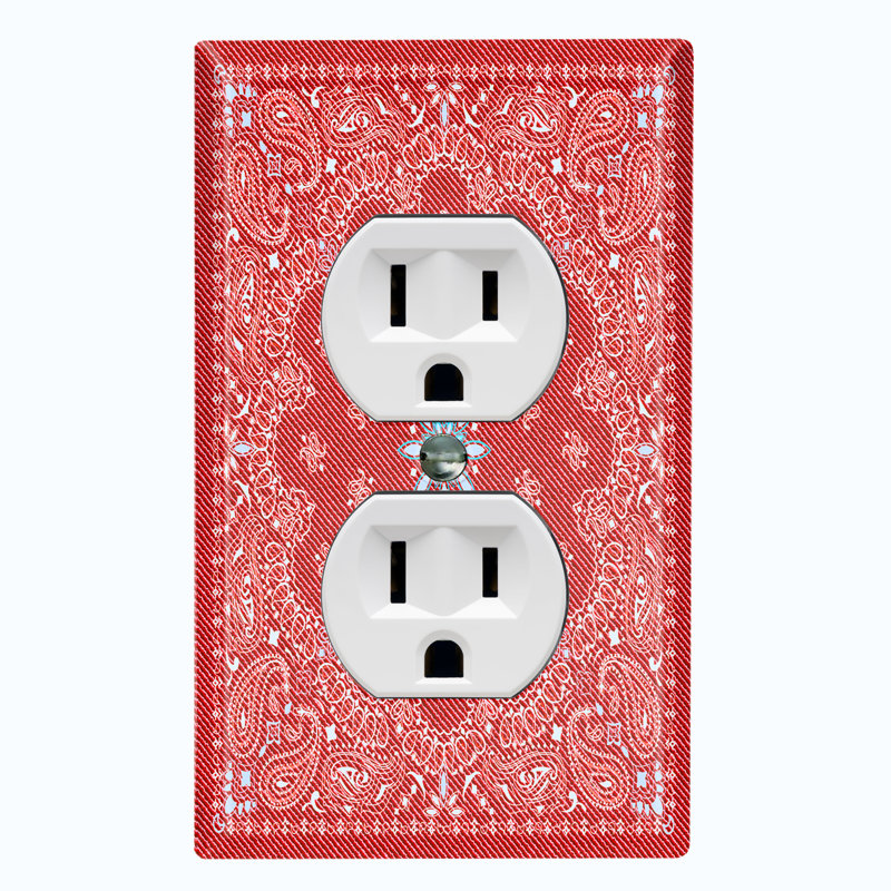 Patterned 1 - Gang Toggle Light Switch Standard Wall Plate, Red