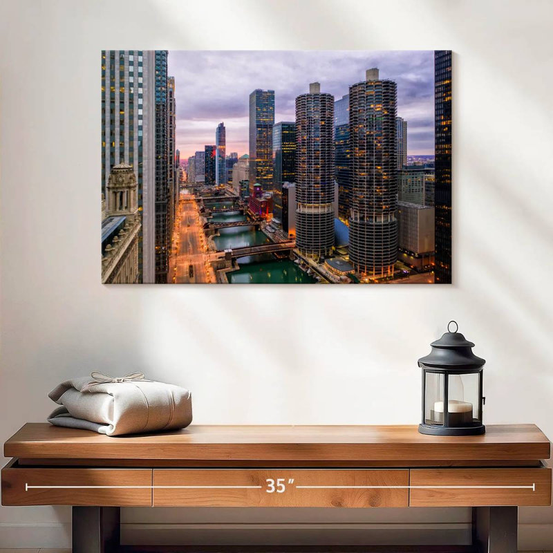 Vue sur la rivière Sirpi Chicago Riverwalk, H 16 po x l 24 po