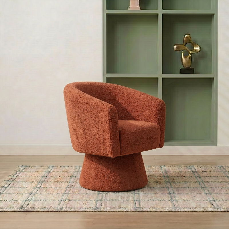 Caleigha Fabiola 27.9'' Swivel Barrel Chair, 100 % polyester orange