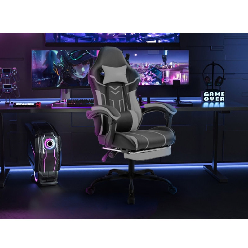 Ergonomic Gaming Chair with Footrest - Adjustable Lumbar Support, Suitable for Office and Gaming, Computer Chair with Comfortable Seating