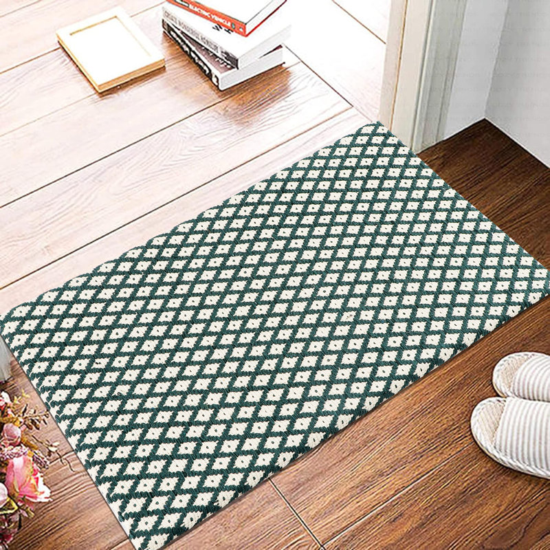 Luxurious Woven Cotton Cushioned Thiclk Kitchen Mat Rug - Anti-Fatigue, Anti-Skid, - 18''X30'', Green