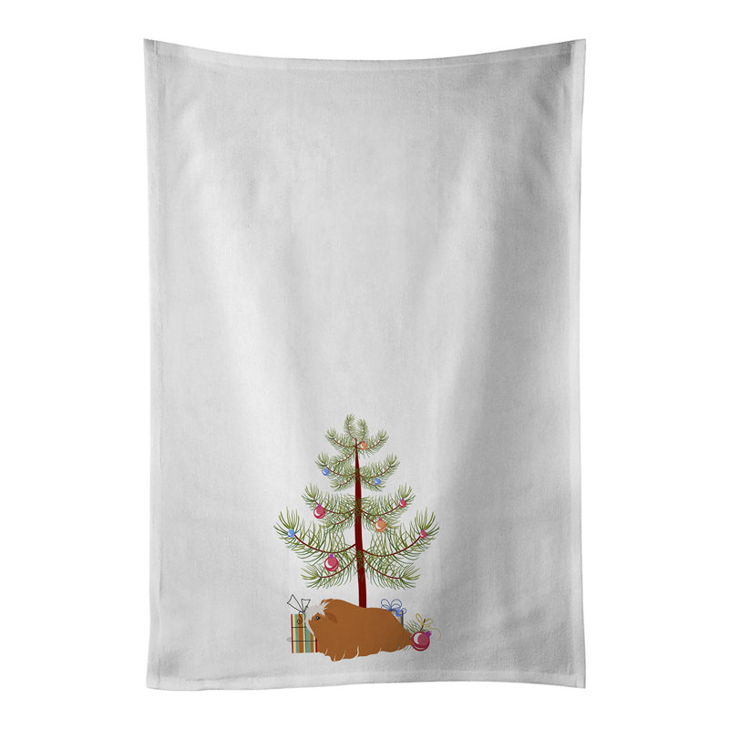 Ensemble de 2 serviettes de cuisine péruviennes cochon d'Inde Merry Christmas