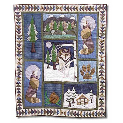 Wolf Quilted Throw Blanket