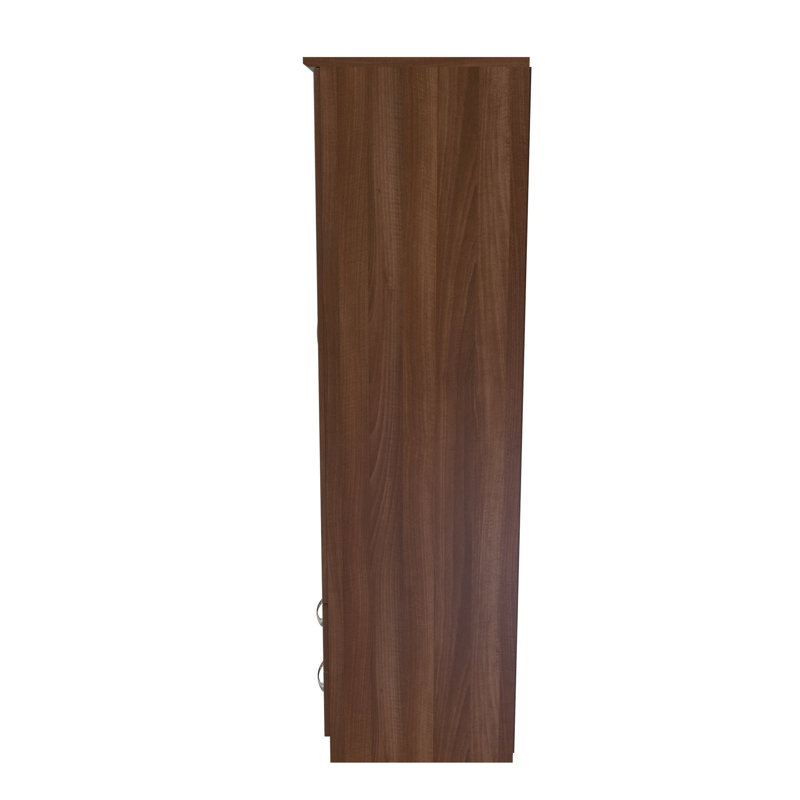 Dekyn Triple 4 Drawer Mirror Wardrobe, Noche Walnut