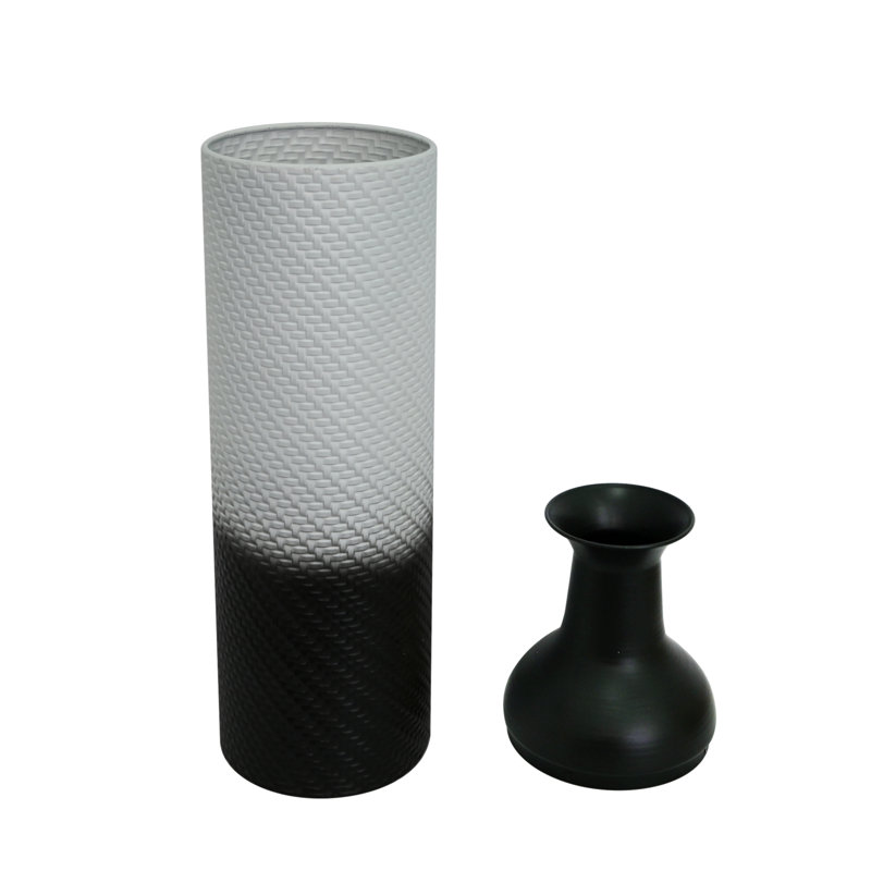 Ensemble de 3 vases décoratifs en métal, vases de sol à motif de feuilles noires, grands vases noirs et blancs pour la décoration intérieure, salon, hall d'entrée