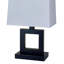 Lampe de table haute 22 po en métal avec design carré, abat-jour blanc