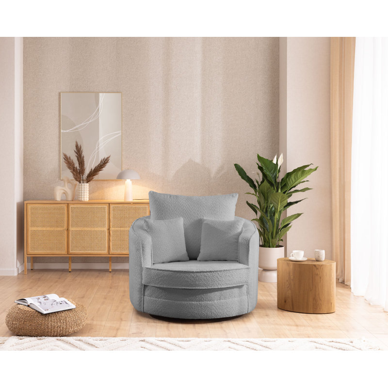 Ted I Upholstered Swivel Armchair, Grey