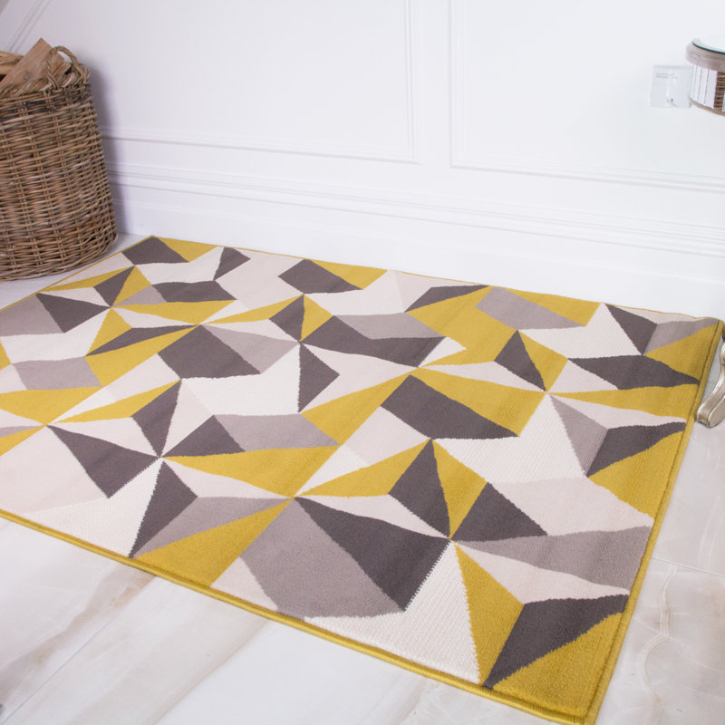 Kotka Machine Woven Ochre/Grey/Beige Indoor Rug, Rectangle 160cm x 230cm