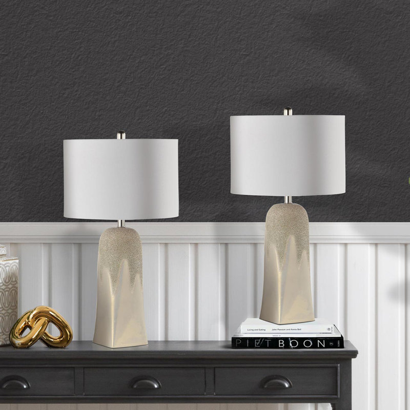 Corma 72cm Living Room Table Lamp with Ceramic Base, Bedside Buffet Lamp for Bedroom with Linen Shade