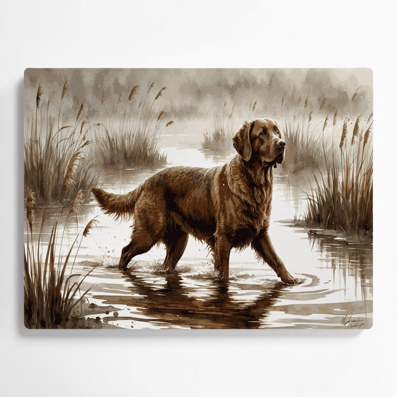 Chiens, art mural gris Chesapeake Bay Retriever, H 12 po x l 18 po