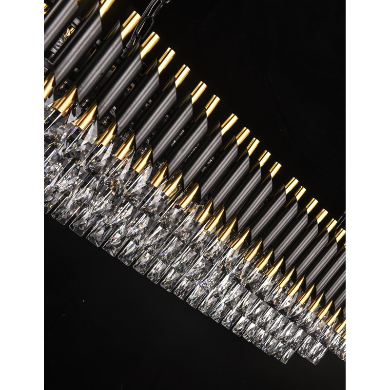 Lustre à niveaux à 18 lumières Ibrahima, Gold/Black, 14'' H X 47'' W X 14'' D