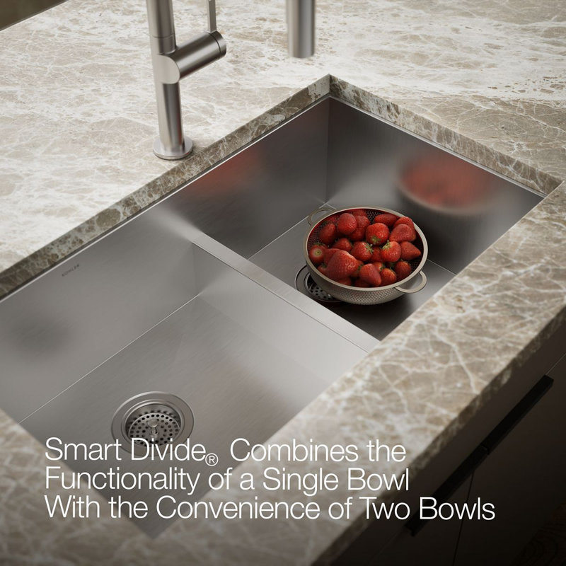 Vault 33" L x 22" W Drop-In Kitchen Sink with 3 Faucet Holes, 3 hole