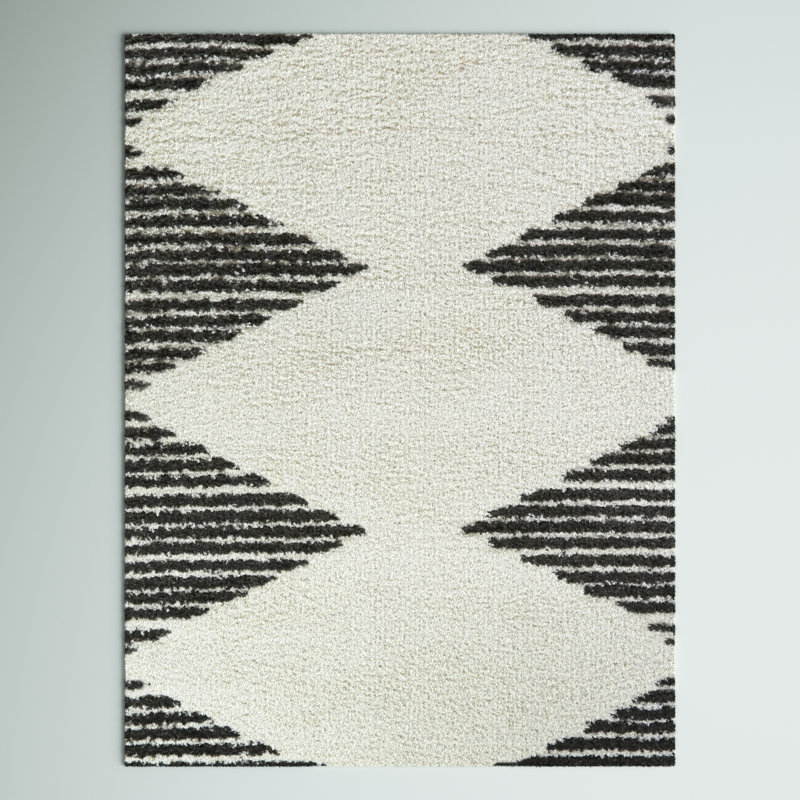 Tapis blanc / gris anthracite Ashlynn, Rectangle 7 pi 10 po x 10 pi