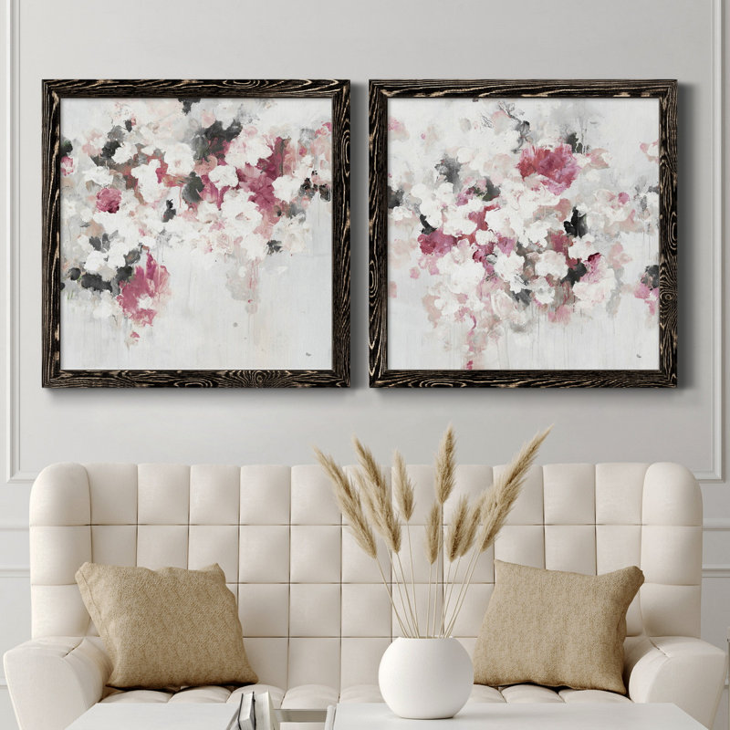 Floral Muse III - ensemble de 2 reproductions d'art sur toile, H 31,5 po x l 63 po x P 1,5 po, Cadre noir