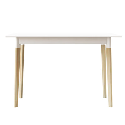 47 Inch Rectangular Table For Dining Or Computer, White Modern Kitchen With Solid Legs, Minimalist Design, Top, Painted, Construction Inch, Robust Flavor, Smooth Finish, Painting, Strong And