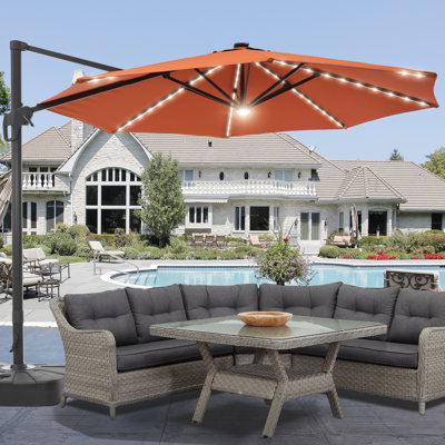 Doraly 11' Solar LED Cantilever Umbrella