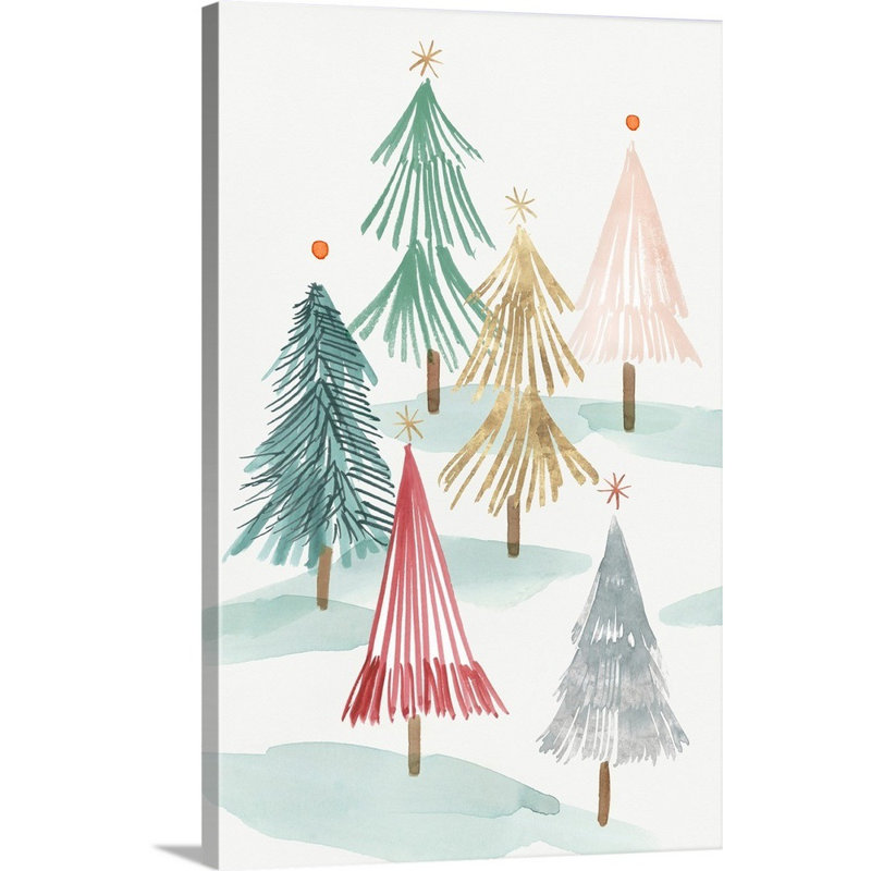 Arbres de Noël I - reproduction d'art sur toile, Toile tendue, H 30 po x l 20 po x P 1,25 po