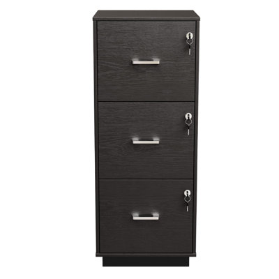 Wooden 3 Drawers File Cabinet With Lock 38.58"H