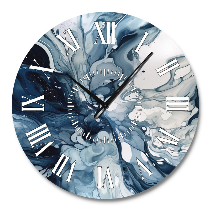 Horloge murale abstraite bleue et grise, Grand