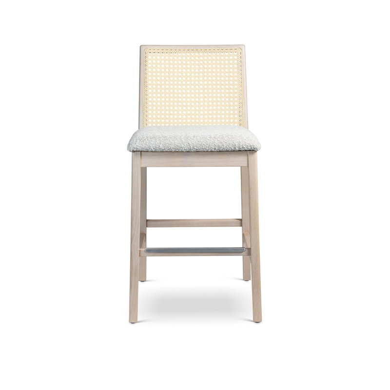Modern Brazilian Nardia Cane Bar Stool, Light Gray/Ebano/Natural, Counter Stool (25.5" Seat Height)