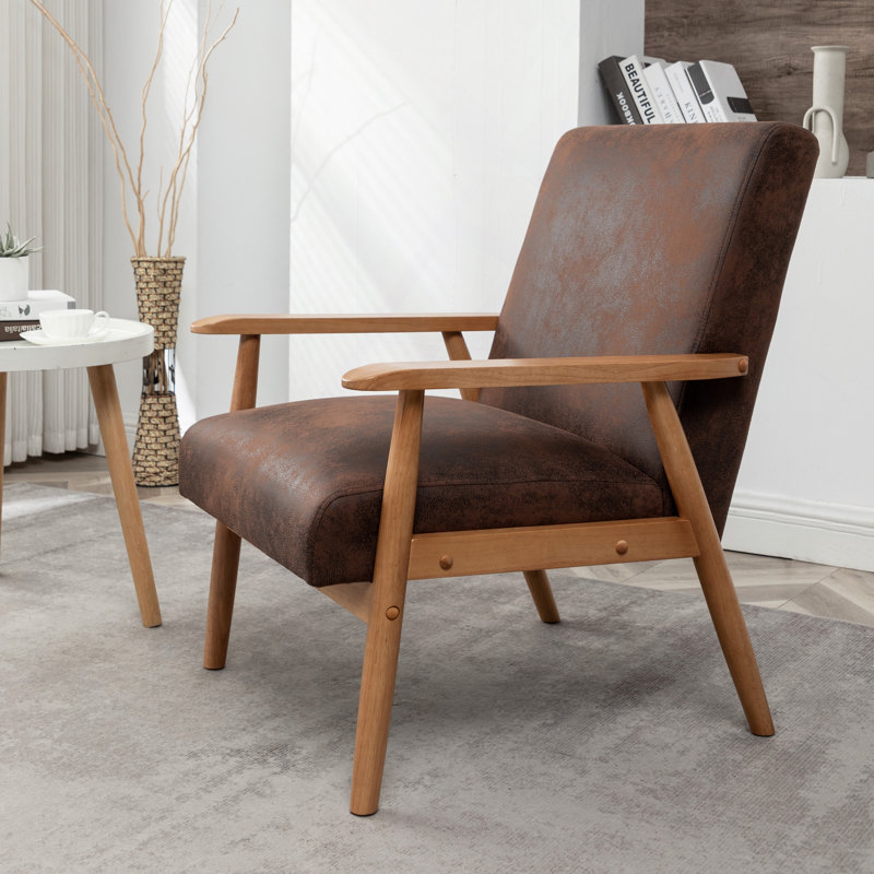 Fauteuil moderne de 25,38 po de largeur, Brun, Brun