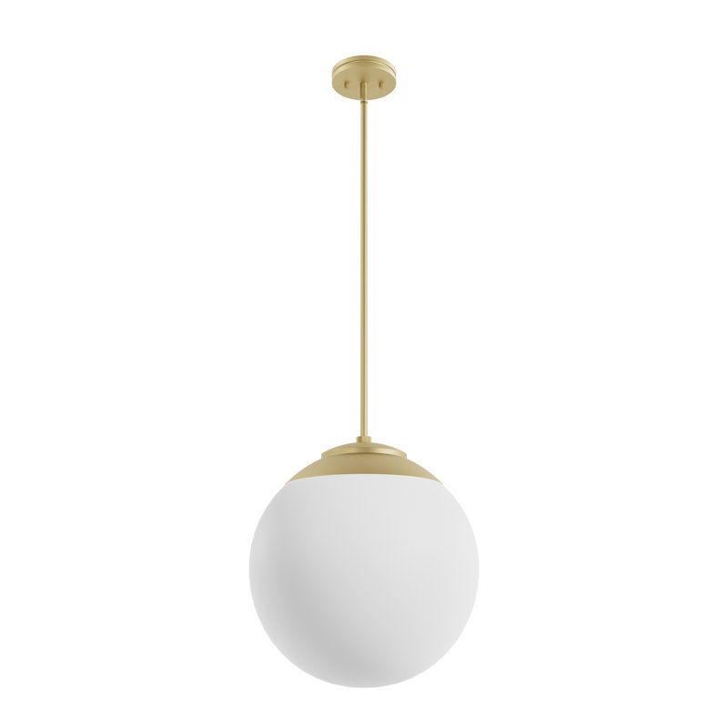 Hepburn 16" Modern Brass Globe Pendant with White-Cased Glass