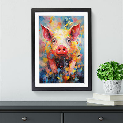 Pig Expressionism - Single Picture Frame Print on Wood