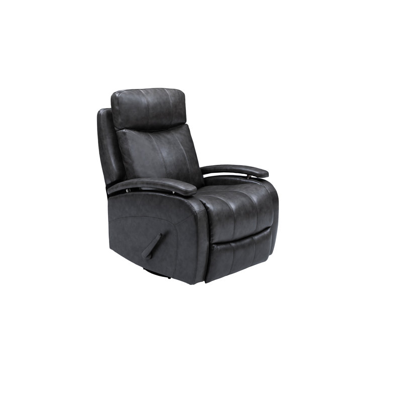 Tehya 33" Wide Leather Match Manual Swivel Standard Recliner, Gray