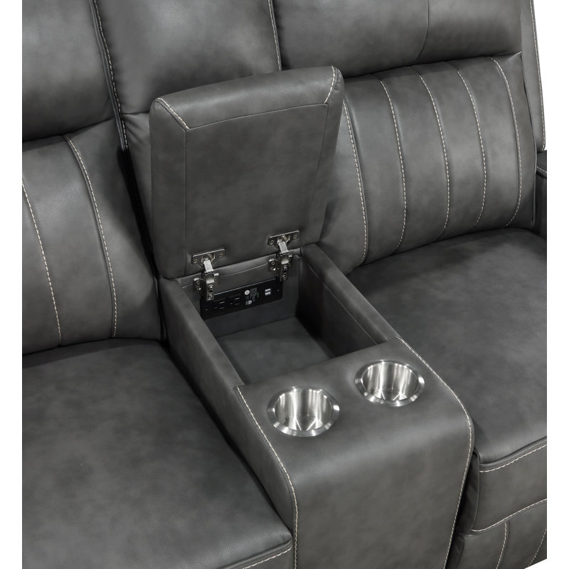 Ensemble de canapé inclinable rembourré 3 pièces Traie - gris, 3 Pieces: Sofa, Chair, Loveseat