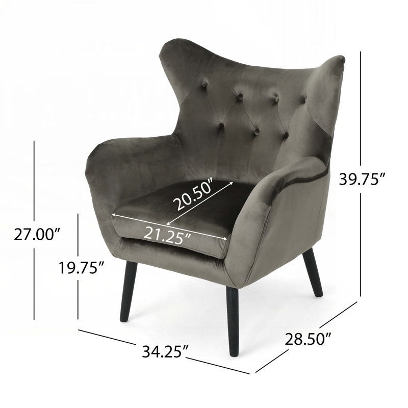 Chaise avec accoudoirs en velours Seigfried, Gris, Noir
