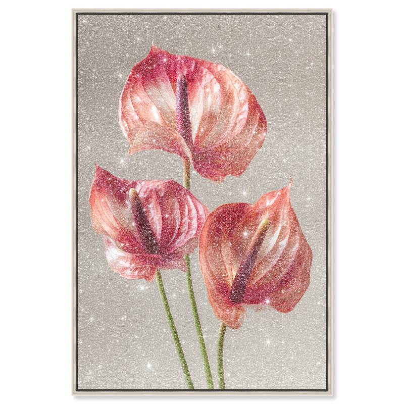 Crimson Silk Veins II Print by Oliver Gal, 17"H x 25"W, Silver Floater Frame