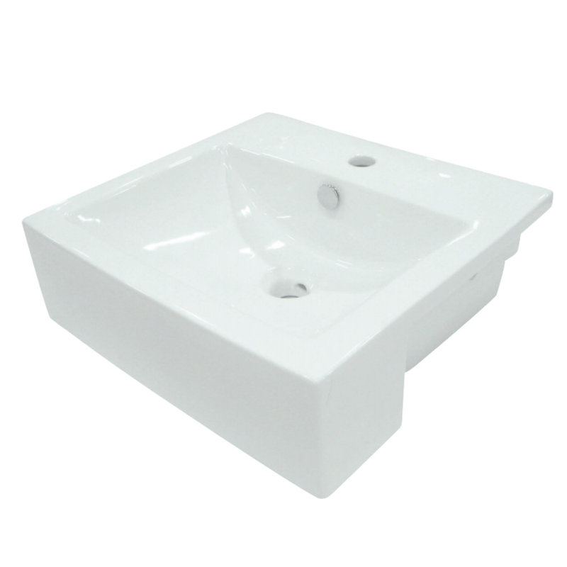 Concord Ceramic Rectangular Bathroom Sink Overflow, White