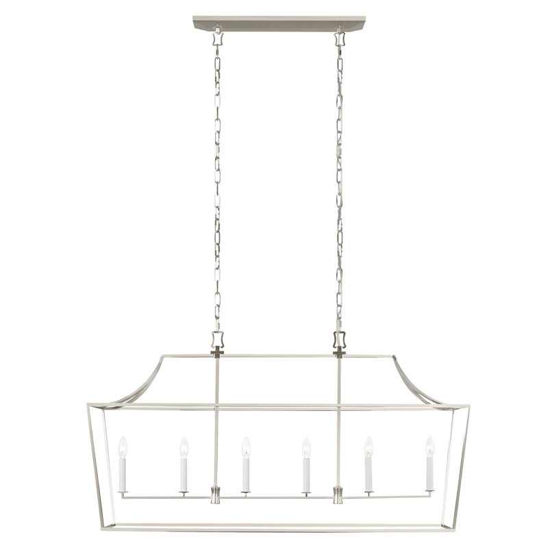 Luminaire suspendu linéaire pour îlot de cuisine à 6 lumières Meztli par Chapman & Myers, Nickel poli