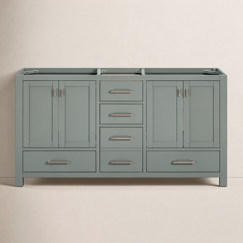 Modero 60'' W Double Bathroom Vanity Base, Smoke Green