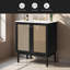 Bathroom Vanity Crafted From Natural Materials, Featuring Handmade Rattan Doors And Soft-Closing Mechanisms