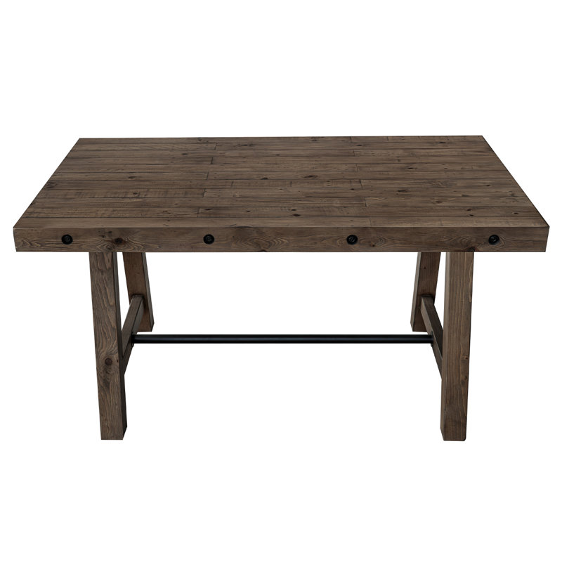 6-Person Solid Wood Trestle Dining Table, Dark Brown