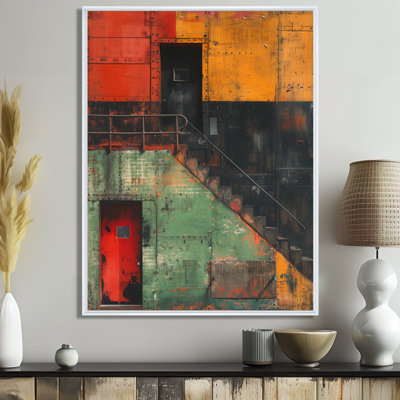 Impression d'art mural jaune et rouge commercial - Warehouse