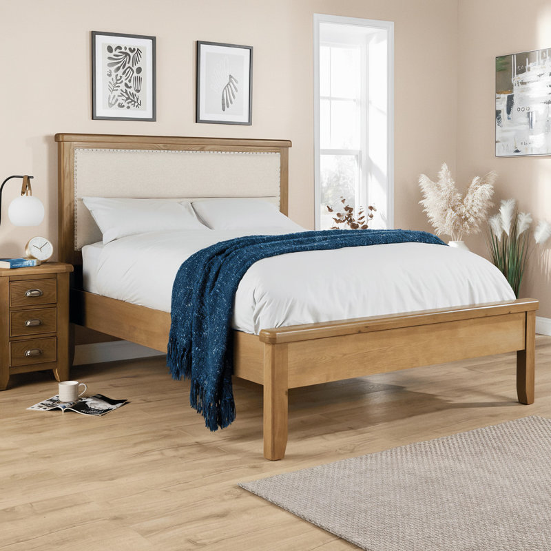 Gwenaelle Solid Wood Oak Veneer Bed Frame, King (170 x 206 cm)