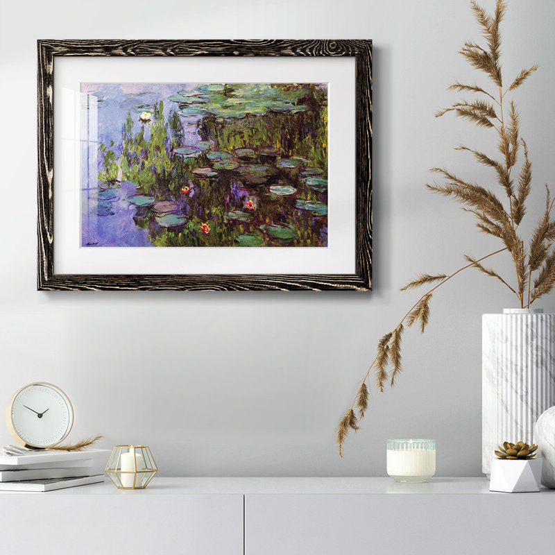 «Gardens» par Monet - reproduction encadrée rustique avec tableau mat, Noir, H 22 po x l 32 po