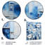 «Blue and White Botanical Tiles I», art mural en métal abstrait-1671742806